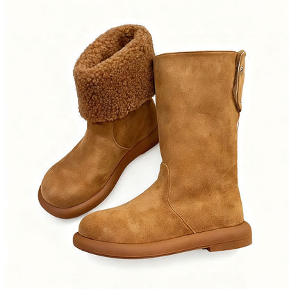 Damen Winterstiefel Warm Gefüttert Umschlagbarer Schaft