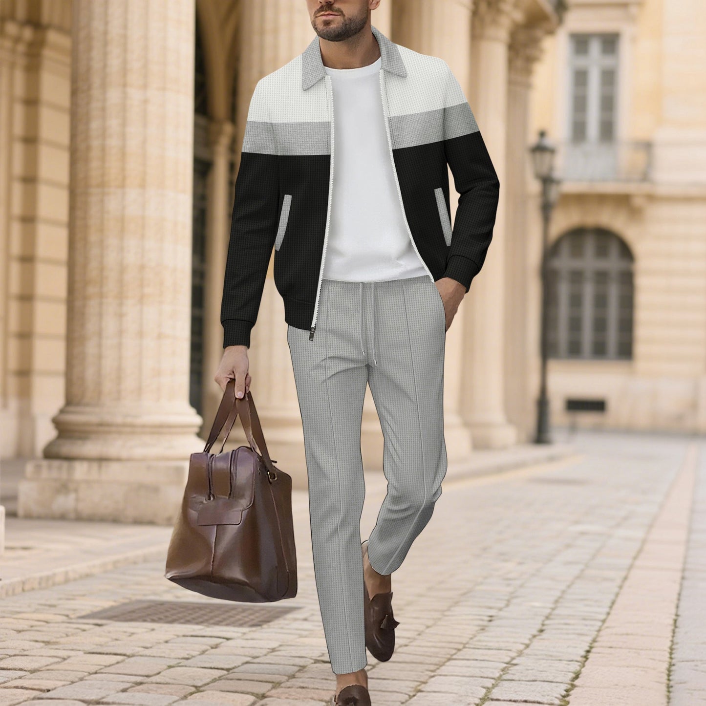 Herren Freizeitjacke Modern Lässig mit Kontraststreifen