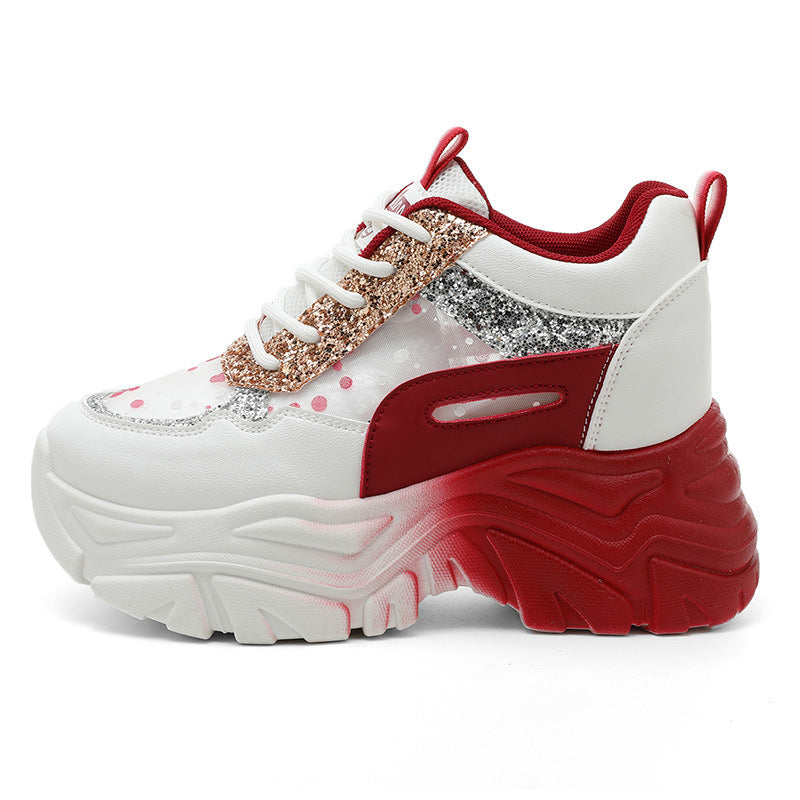 Damen Sneaker Sportlich Glitter Plateau Schuhe Trendy - BerlinGlamour
