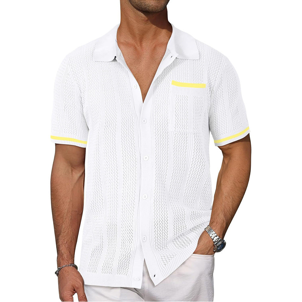 Herren Strickhemd Kurzarm Modern Sommer