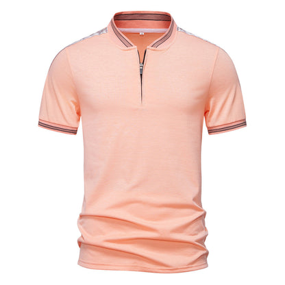 Herren Poloshirt Stehkragen Reißverschluss Modern Sportlich