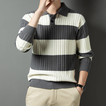 Herren Pullover Strukturiert Polokragen Modern Glamour - BerlinGlamour