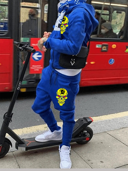 Herren Kapuzenanzug Totenkopf Design Schwarz Streetwear