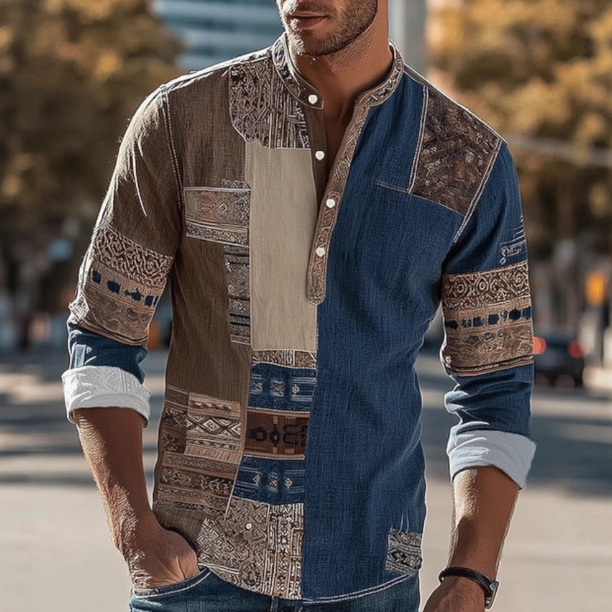 Herren Hemd Modern Patchwork Style Einzigartig