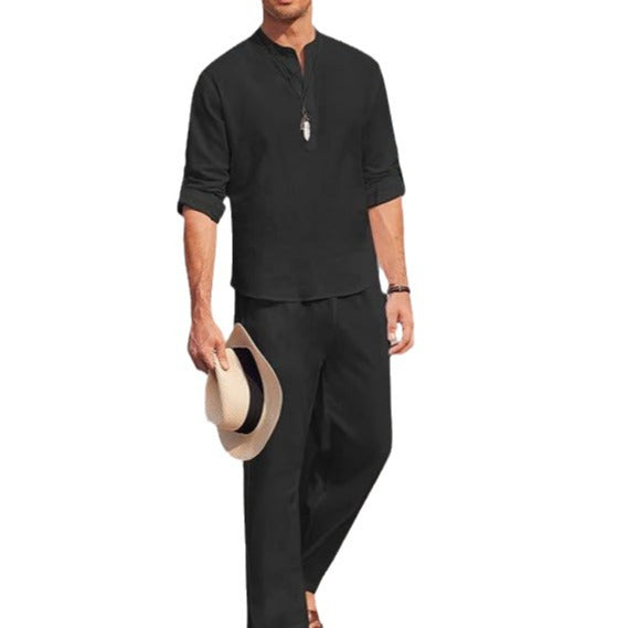 Herren Strandhose Leicht und Langarmshirt Elegant Sommer