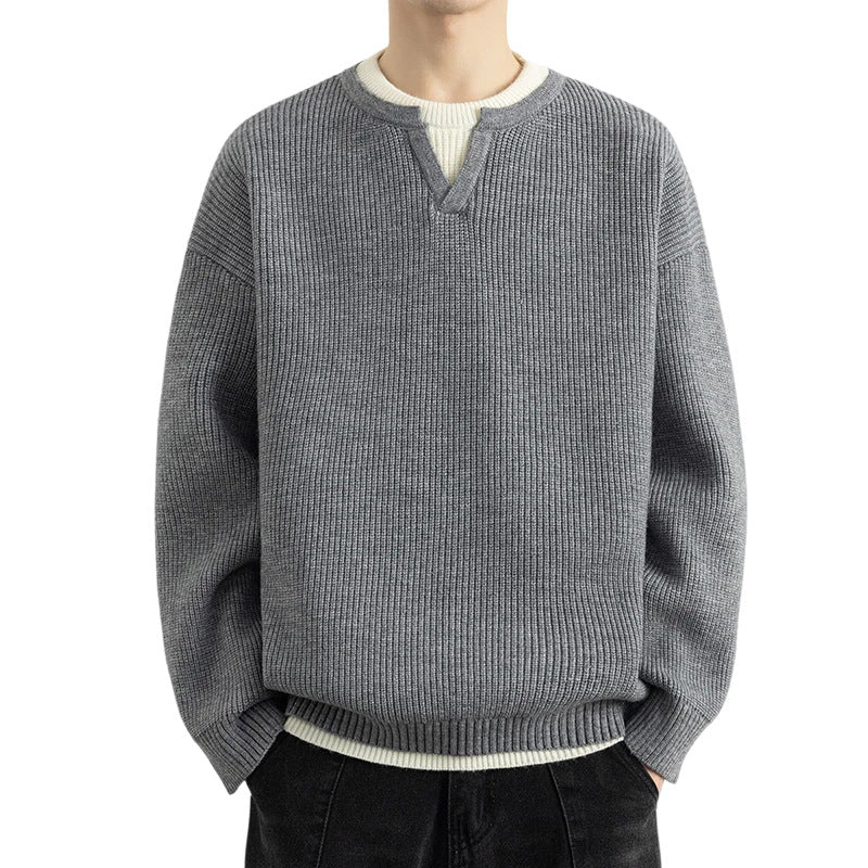 Strickpullover Herren V-Ausschnitt Modern Strukturiert
