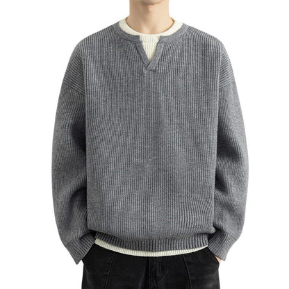 Strickpullover Herren V-Ausschnitt Modern Strukturiert