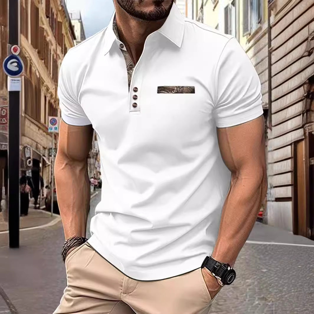 Herren Poloshirt Modern mit Kragen und Brusttasche