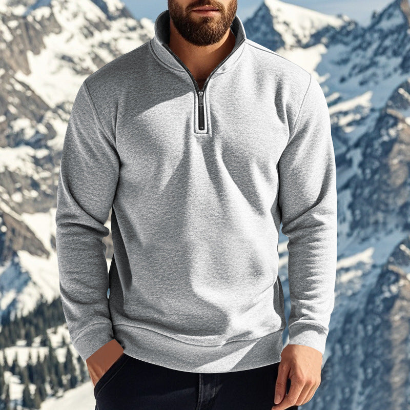 Herren Pullover Stehkragen Halb-Reißverschluss Modern