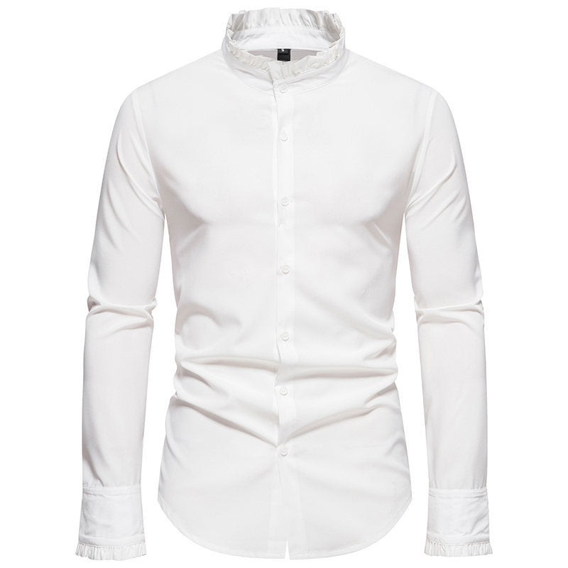 Herren Hemd Langarm Elegantes Stehkragen Hemd Modern