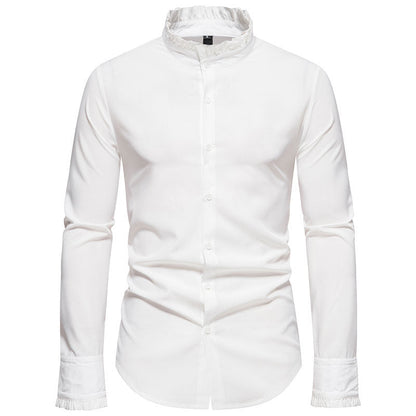 Herren Hemd Langarm Elegantes Stehkragen Hemd Modern