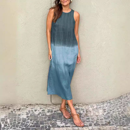 Sommerkleid Ärmellos Leinen Baumwolle Lang