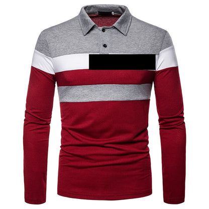 Herren Poloshirt Langarm Farbblock Design Modern