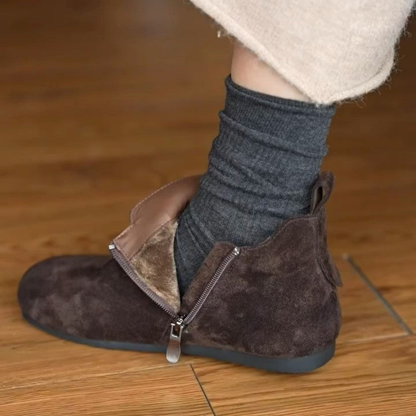 Damen Mokassins Bequem Reißverschluss Schuhe Heidi Stil