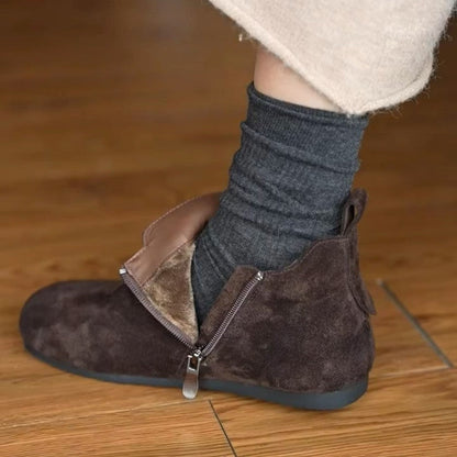 Damen Mokassins Bequem Reißverschluss Schuhe Heidi Stil
