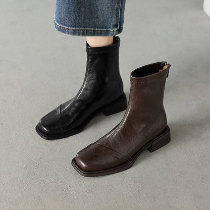 Damen Boots Schuhe Mit Reißverschluss Komfort Blockabsatz - BerlinGlamour