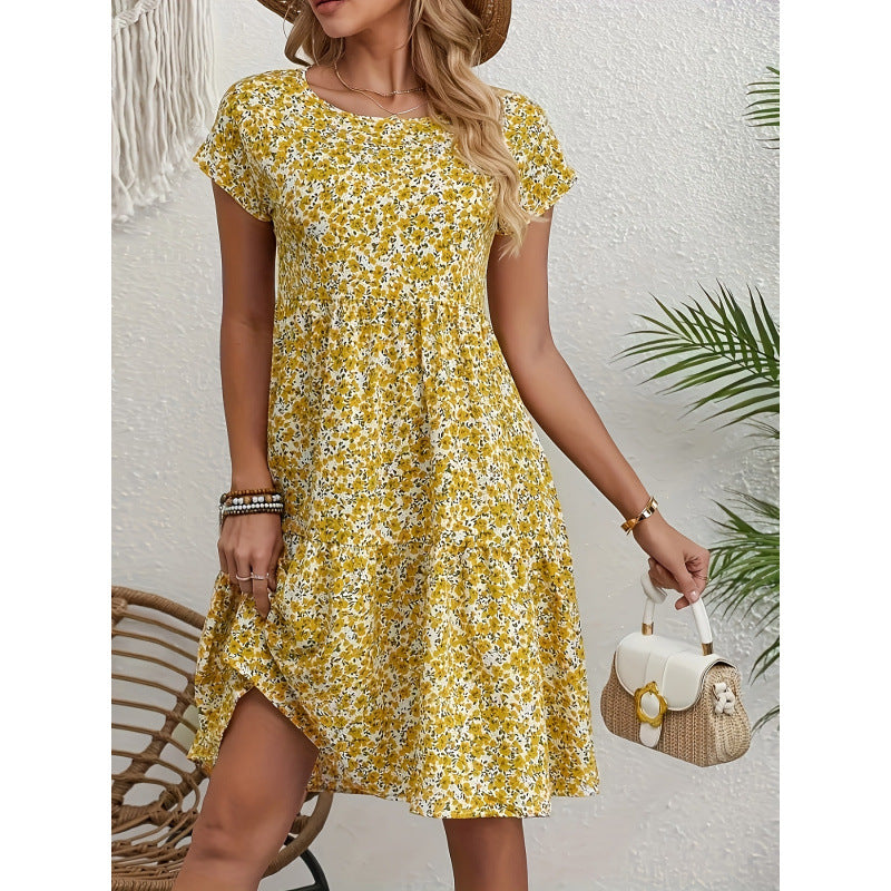 A-Linie Kleid Blumenmuster Damenkleid Elegant