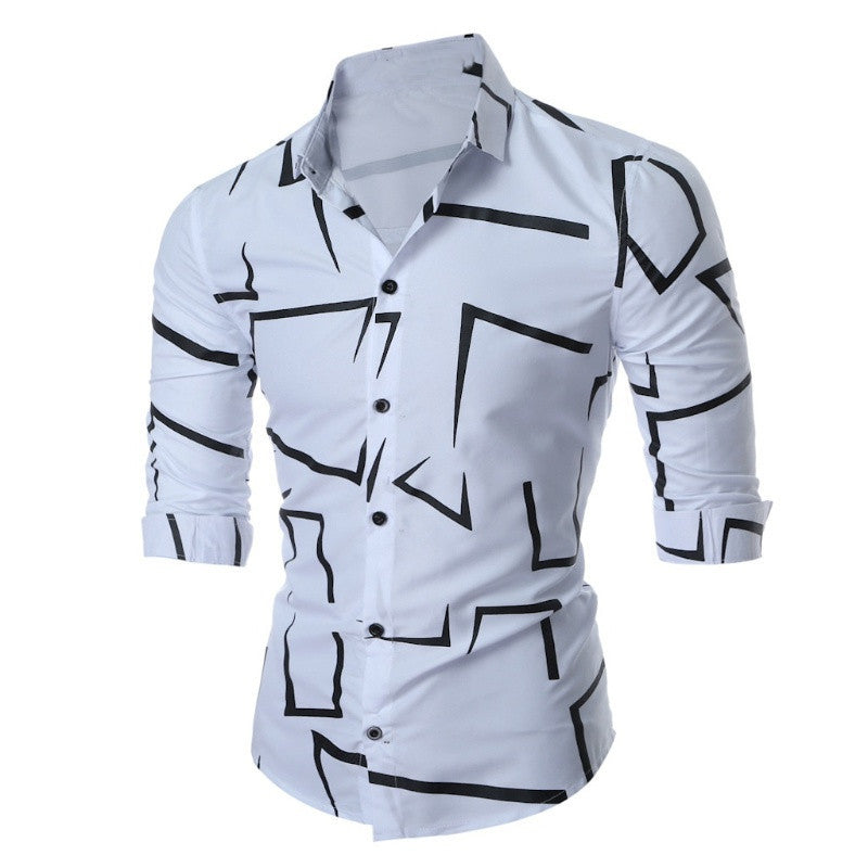 Herren Hemd Tailliert Modern Geometrisches Muster Slim Fit