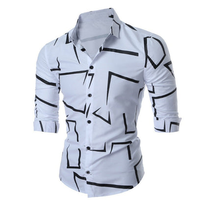 Herren Hemd Tailliert Modern Geometrisches Muster Slim Fit