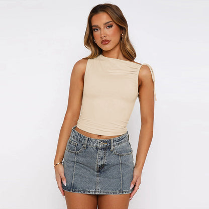 Damen Wickeltop Asymmetrisch Mit Knoten Elegant