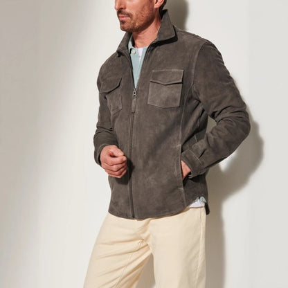 Herren Lederjacke Elegant Wildleder mit Brusttaschen - BerlinGlamour