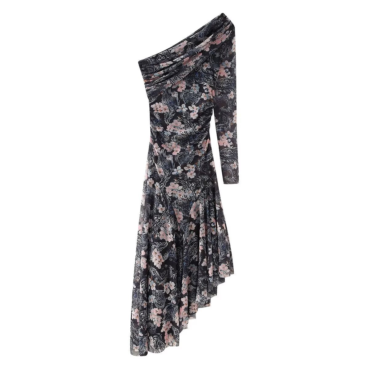 Elegantes, transparentes Blumen-Netzkleid