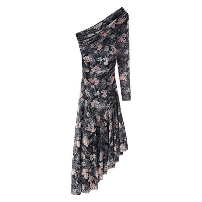 Elegantes, transparentes Blumen-Netzkleid