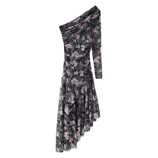 Elegantes, transparentes Blumen-Netzkleid