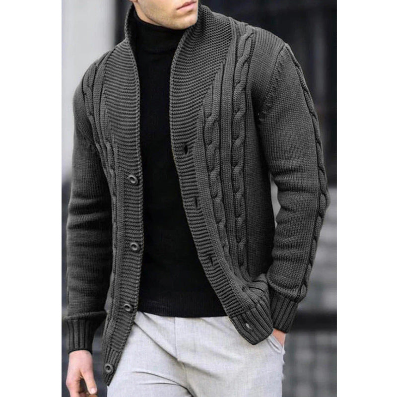 Herren Strickjacke Robust Zopfmuster Knopfverschluss Langlebig