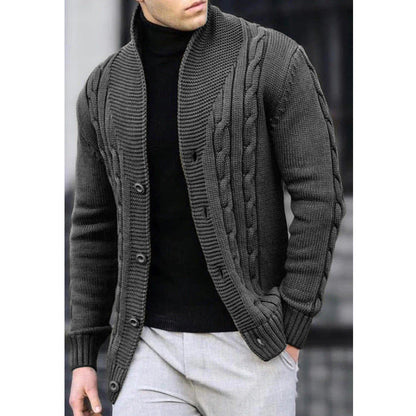 Herren Strickjacke Robust Zopfmuster Knopfverschluss Langlebig