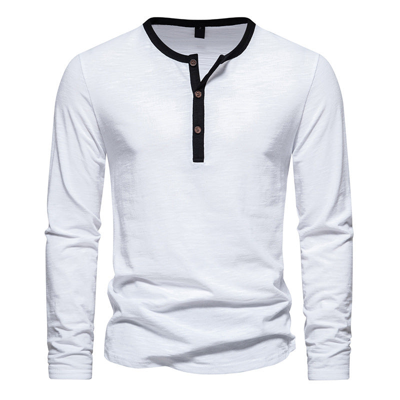 Herren Langarmshirt Henley Style KontrastkragenModern