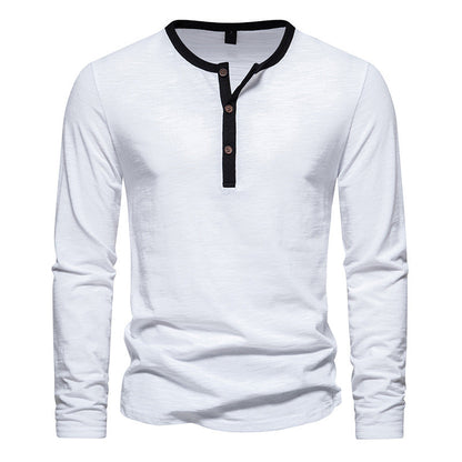 Herren Langarmshirt Henley Style KontrastkragenModern