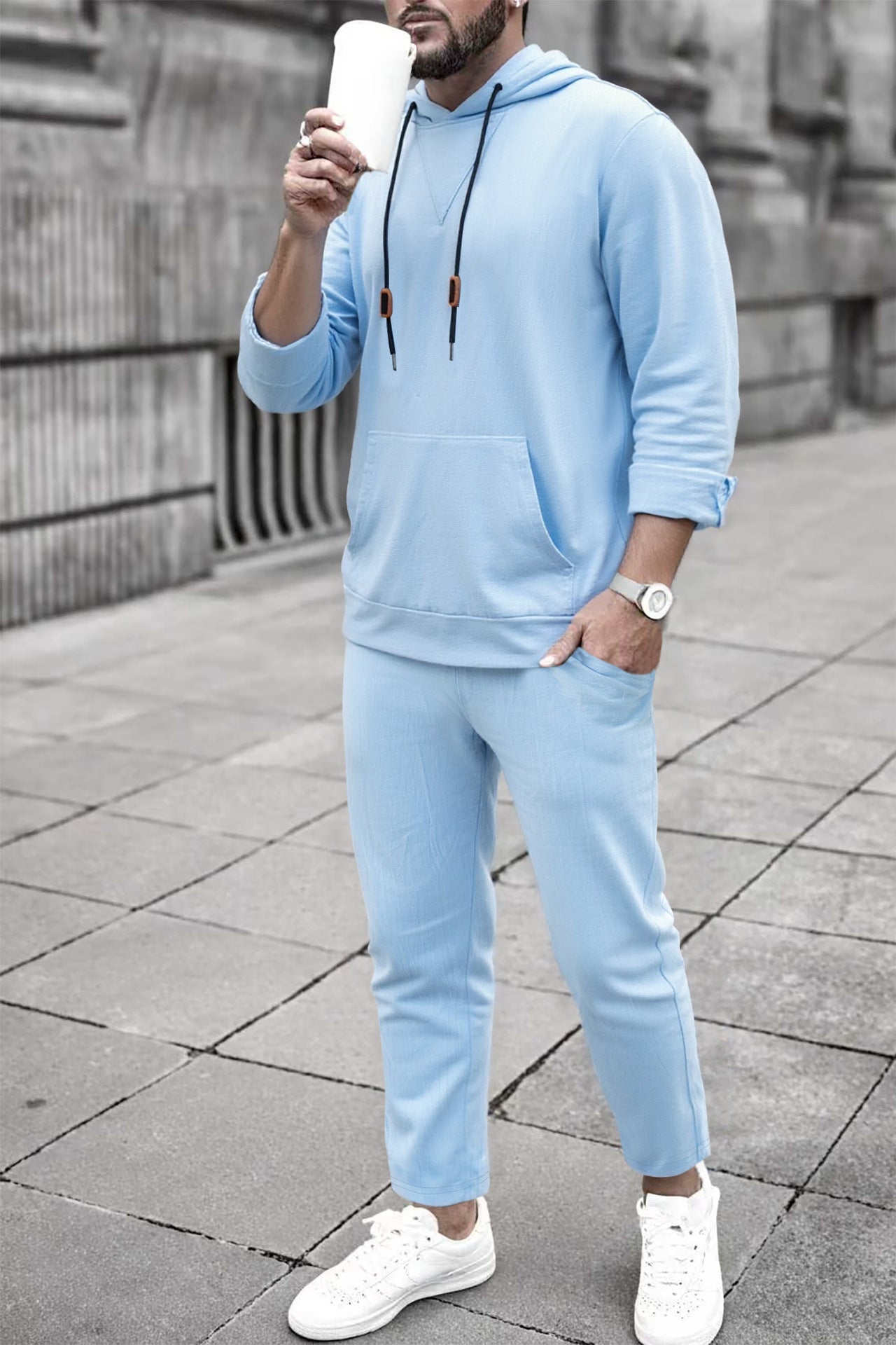 Bequemes Herren Sportset Hoodie Jogginghose Set Sportlich