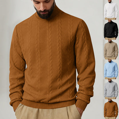 Herren Strickpullover Hoher Kragen Zopf Muster Modern
