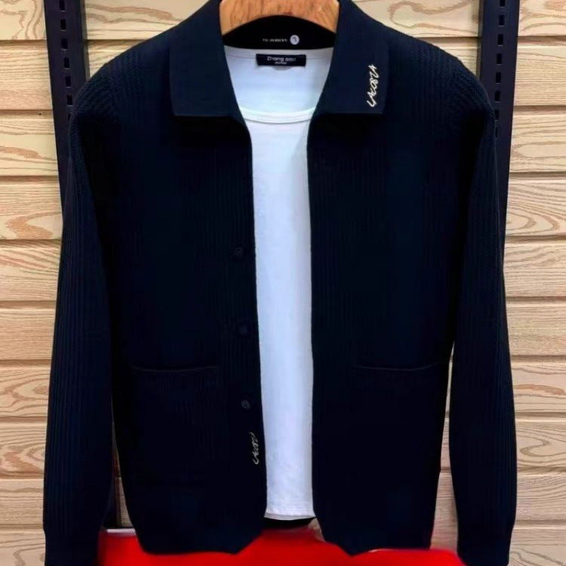 Herren Strickjacke Elegant Mit Taschen Modern - BerlinGlamour