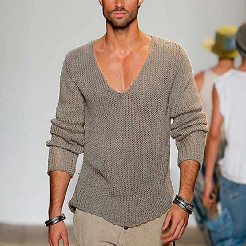 Herren Strickpullover Lässig V-Ausschnitt Bequem