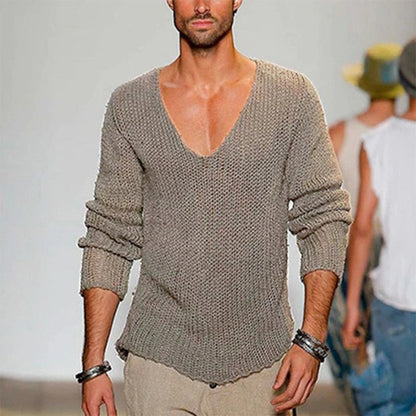 Herren Strickpullover Lässig V-Ausschnitt Bequem