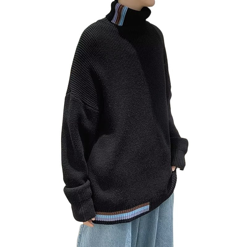 Herren Strickpullover Modern Hochkragen Rippendetail