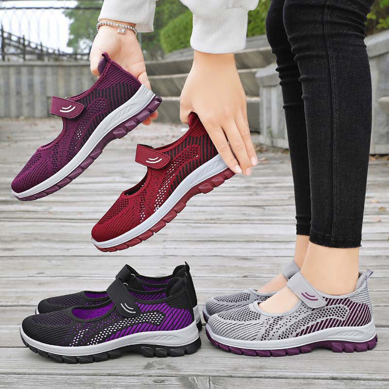 Ballerinas Damen Bequem Flexible Klettverschluss Komfort Schuhe