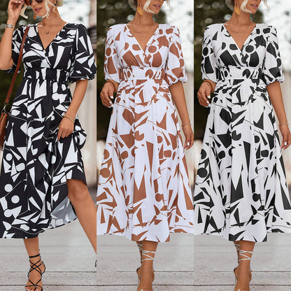 Damen Midikleid Geometrisches Muster Elastisch Moderne - BerlinGlamour