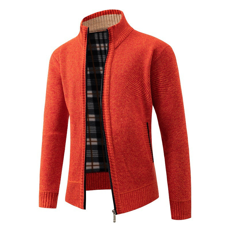 Herren Strickjacke Modern Stehkragen Mit Taschen