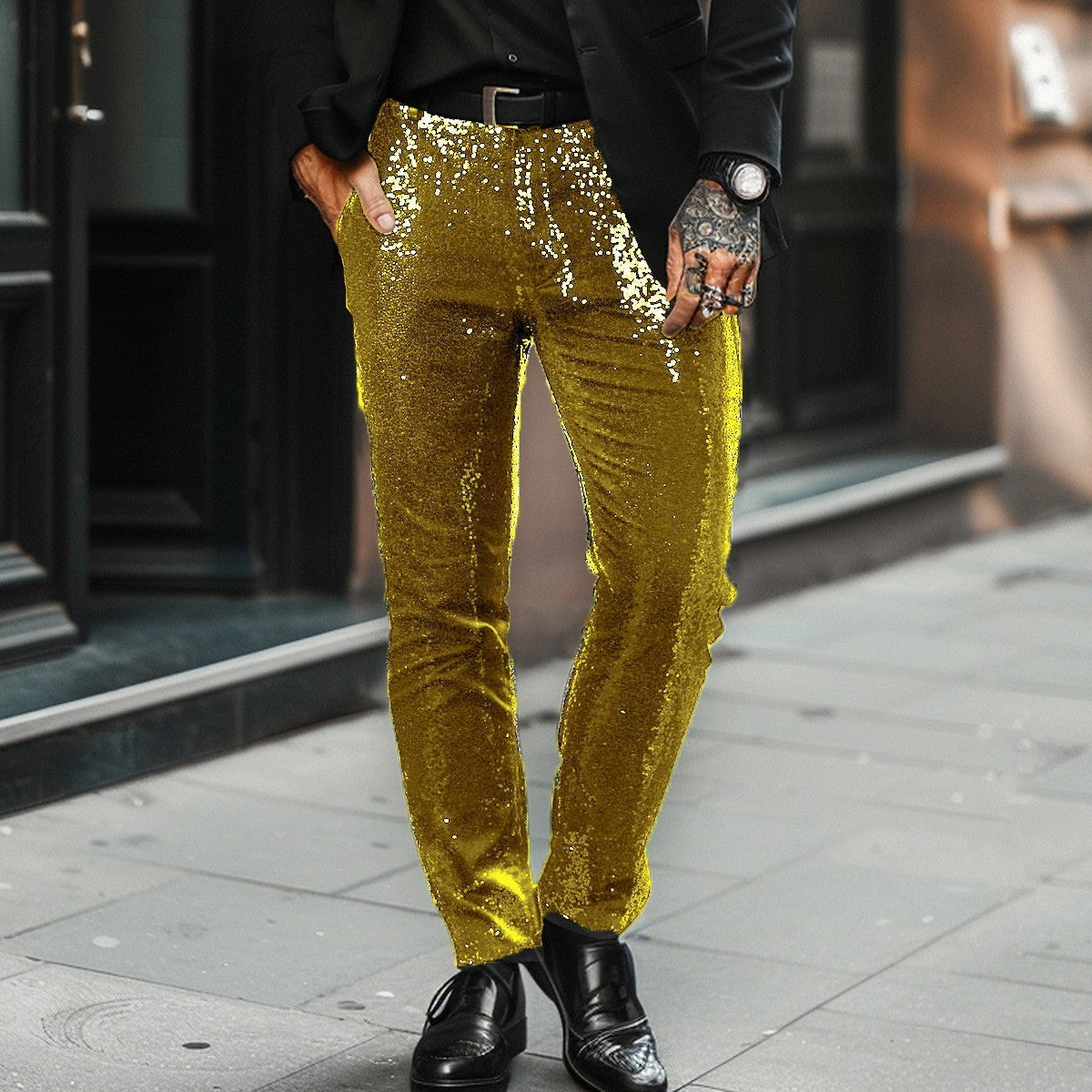 Herren Paillettenhose Glitzerhose Elegant Modisch