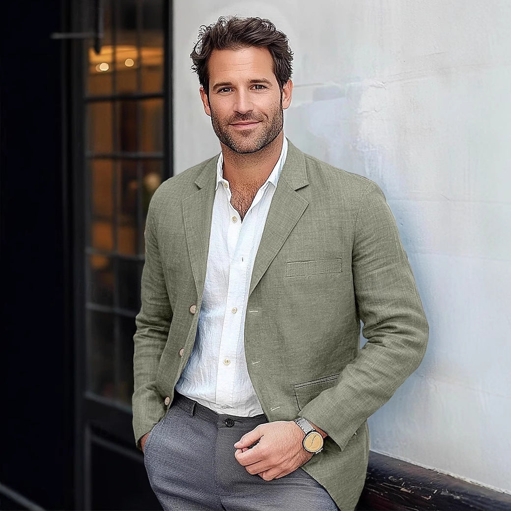 Herren Leinenblazer Leicht Sommer Modern