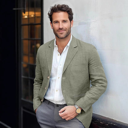 Herren Leinenblazer Leicht Sommer Modern