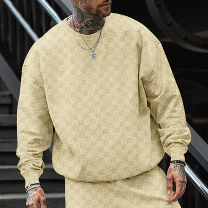 Herren Sweatshirt Oversized Lässig Strukturiert Grau