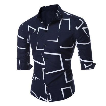Herren Hemd Tailliert Modern Geometrisches Muster Slim Fit
