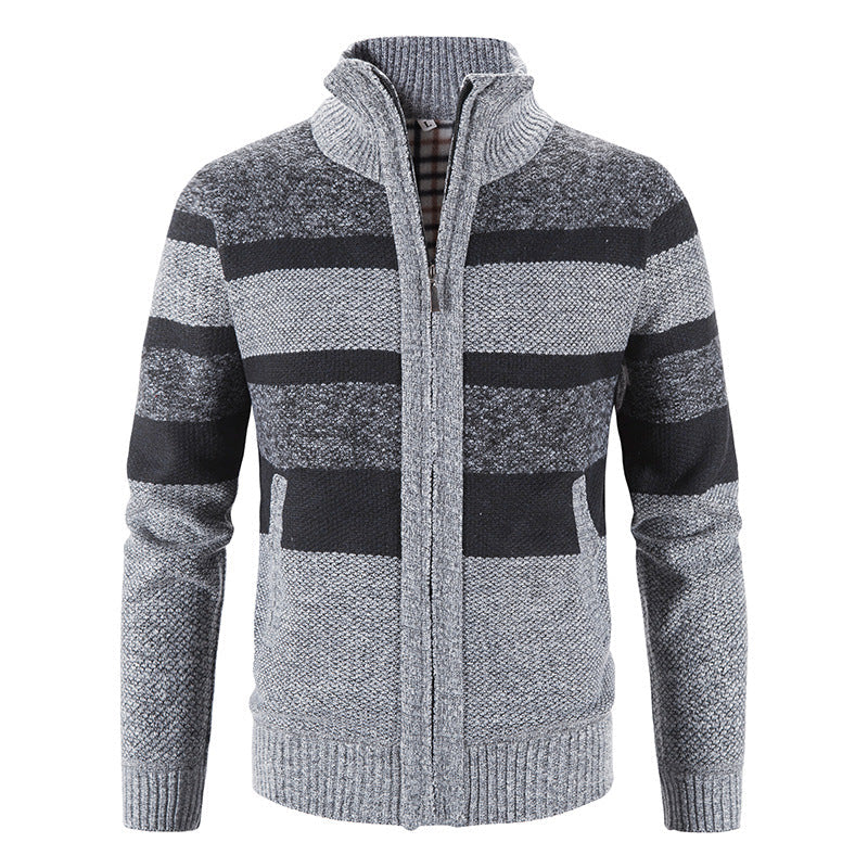 Herren Strickjacke Modern Stehkragen Reißverschluss