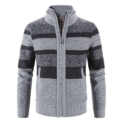 Herren Strickjacke Modern Stehkragen Reißverschluss