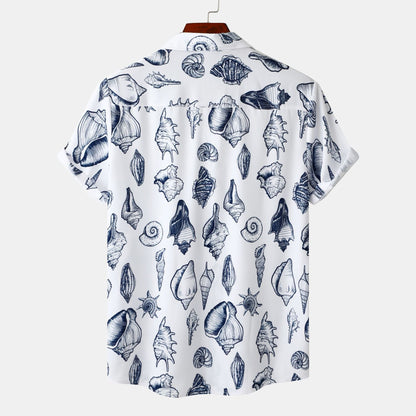 Herren Kurzarmhemd Marine Design Sommer
