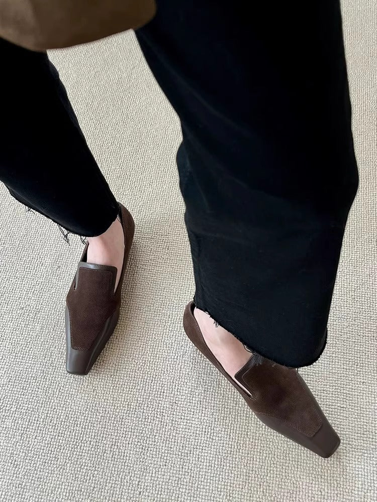 Elegante Leder Loafers Damen Schuhe Schwarz Lederschuhe